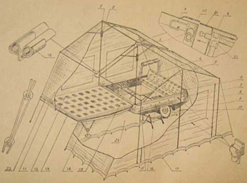 Рис. 1. Палатка и оборудование автоприцепа «Скиф-М»